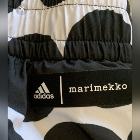 ADIDAS X MARIMEKKO  Marathon Polkadot Black White Athletic 2 in 1 Running Shorts - Picture 8 of 8